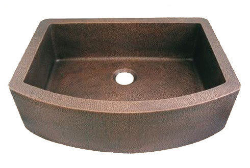 Arched Apron Single Bowl Copper Farmhouse Sink Copper Hoods for Kitchens Soft Hammered