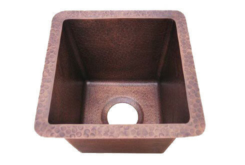 Antique Copper Hard Hammered Square Copper Bar Sink