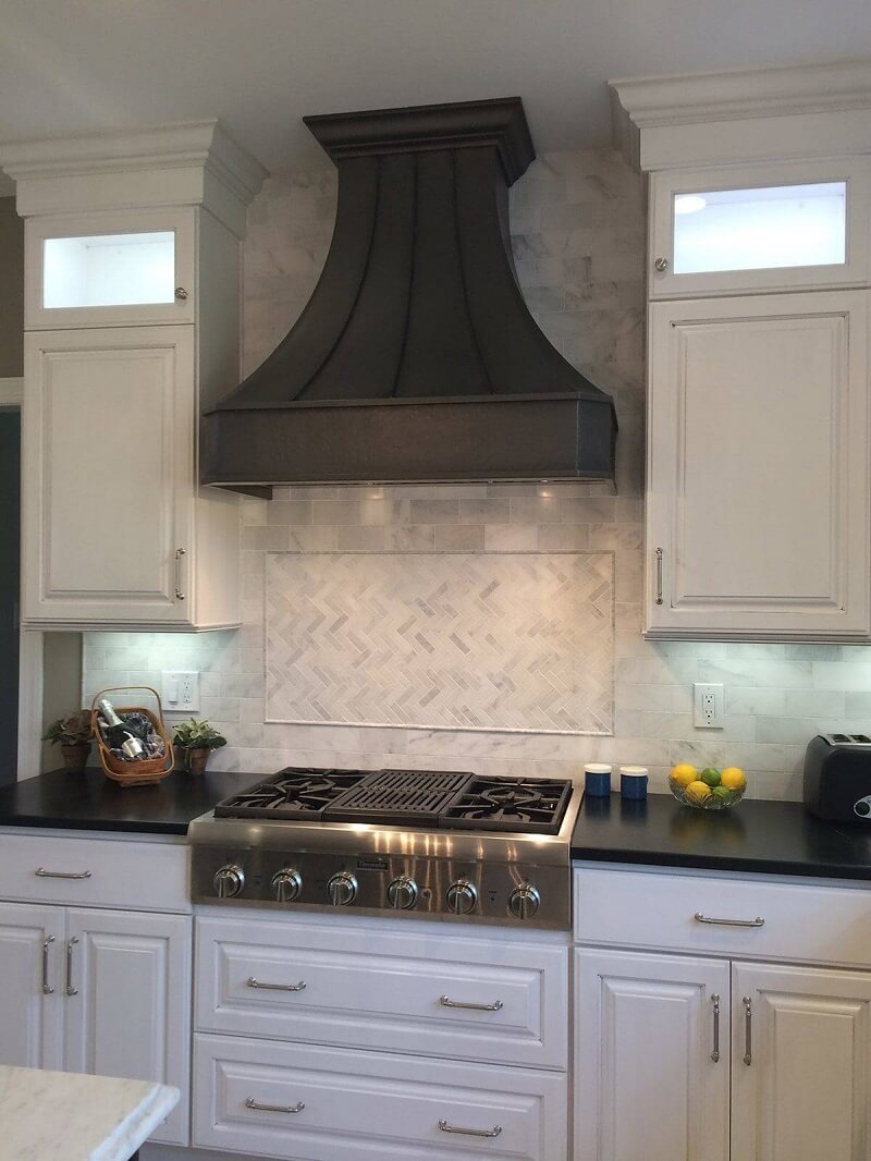 Made-to-Order Modern Venetian Bronze Kitchen Range Stove Hood Custom Straps