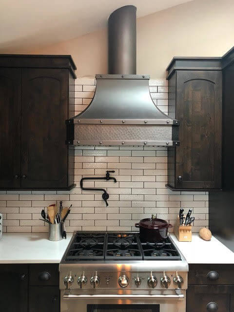 Stainless Steel Industrial Style Hard-Hammered Copper Range Hood Custom Made-to-Order