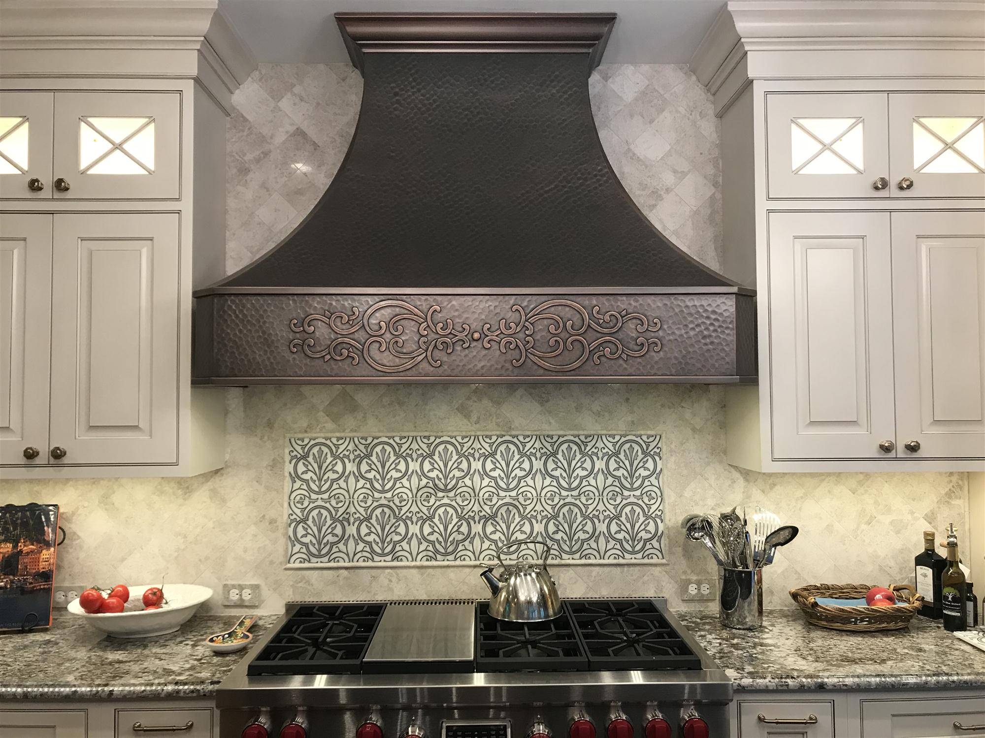 Italian copper vent hood in oil rubbed bronze